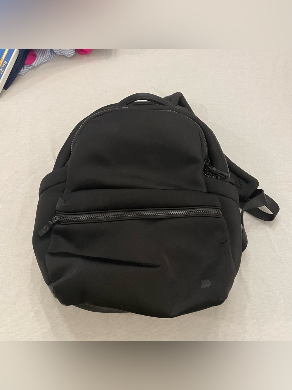 All in motion, faux neoprene black backpack